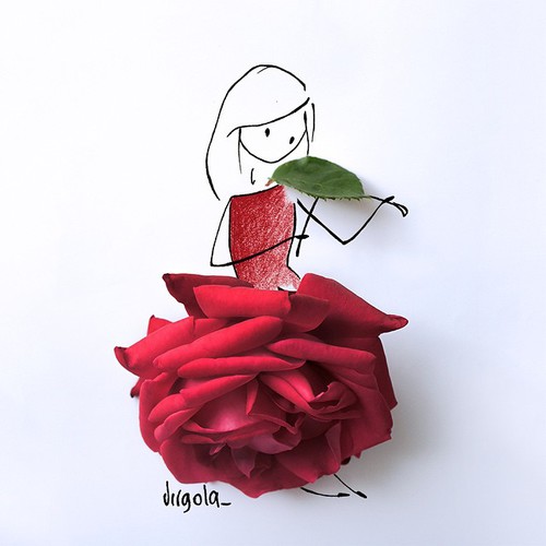 Скрипачка в платье из розы