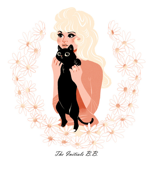 Блондинка с черной кошкой на руках