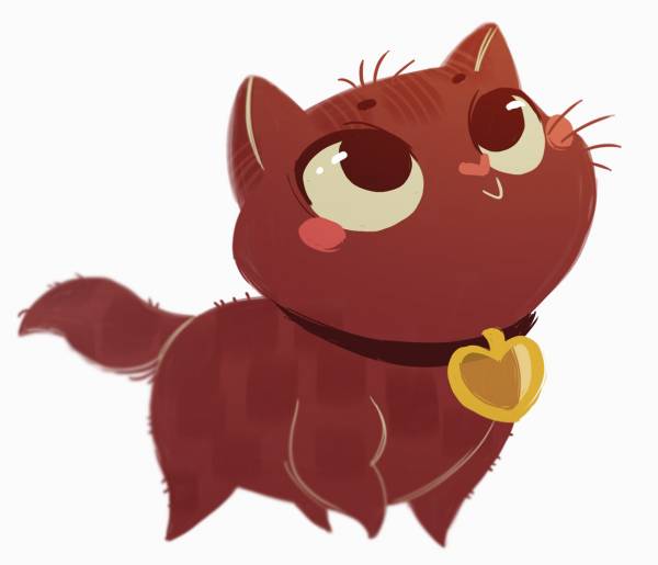Ярко-рыжий котенок с сердечком-медальоном