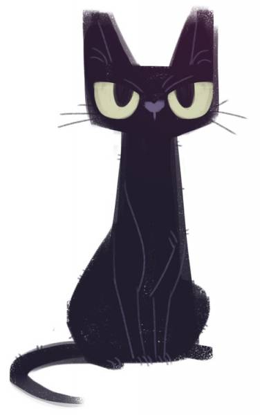 Черная кошка с огромными глазами