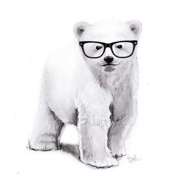 Белый медвежонок в очках